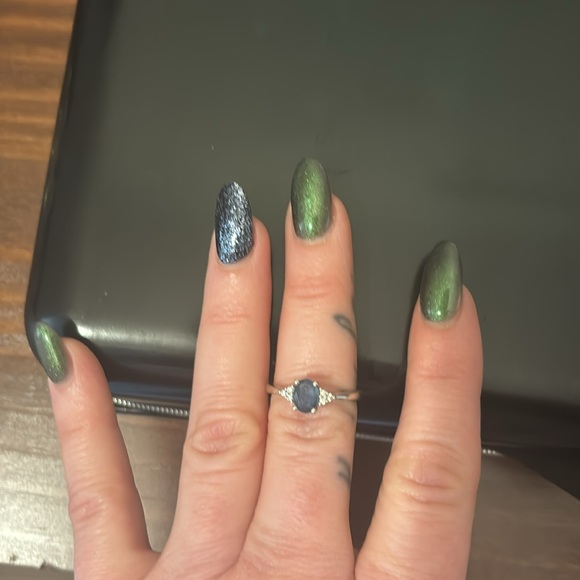 Sapphire (9/10 ct. t.w.) and Diamond Accent Ring in 14k White Gold - Picture 9 of 9